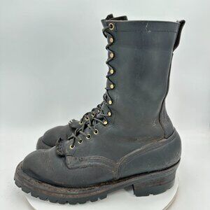 White's Smoke Jumper Men Size 10.5E Black Leather Lace Up Logging Boot